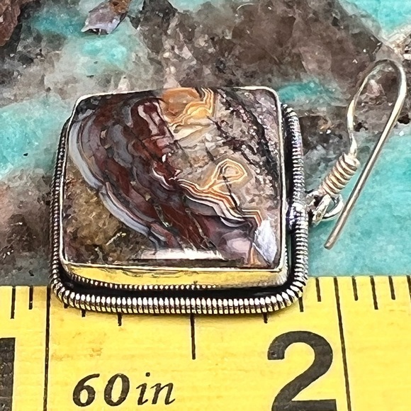 Genuine stick agate earrings (Z-6) - Picture 7 of 8